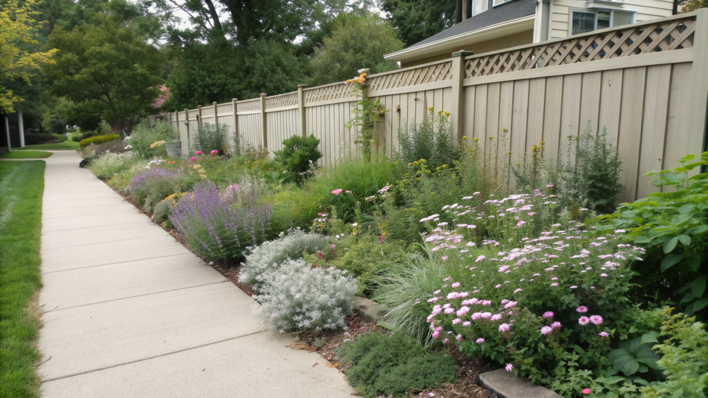 Cottage-Style Border Bed Along Pathways
