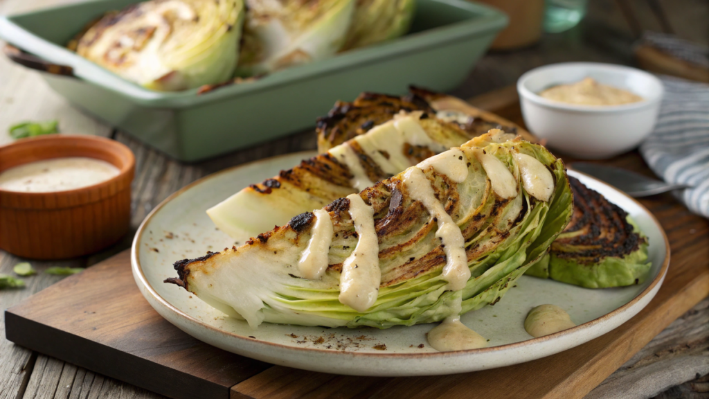 Grilled Cabbage Wedges with Curry Yogurt Drizzle  for Summer Dinner