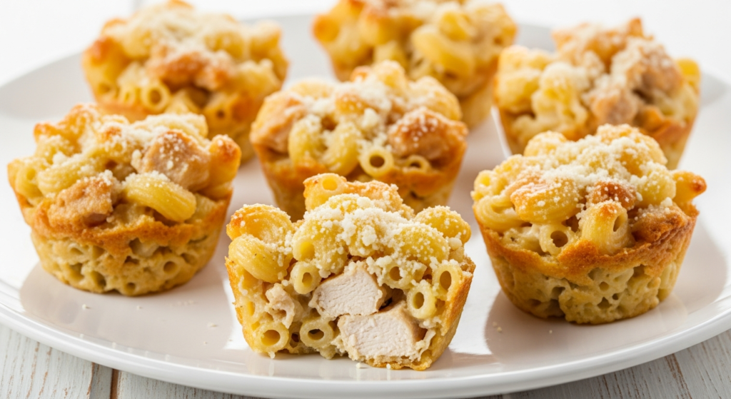 Baked Caesar Mac-and-Chicken Cups