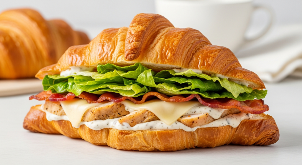 Warm Croissant Caesar Melt with Bacon