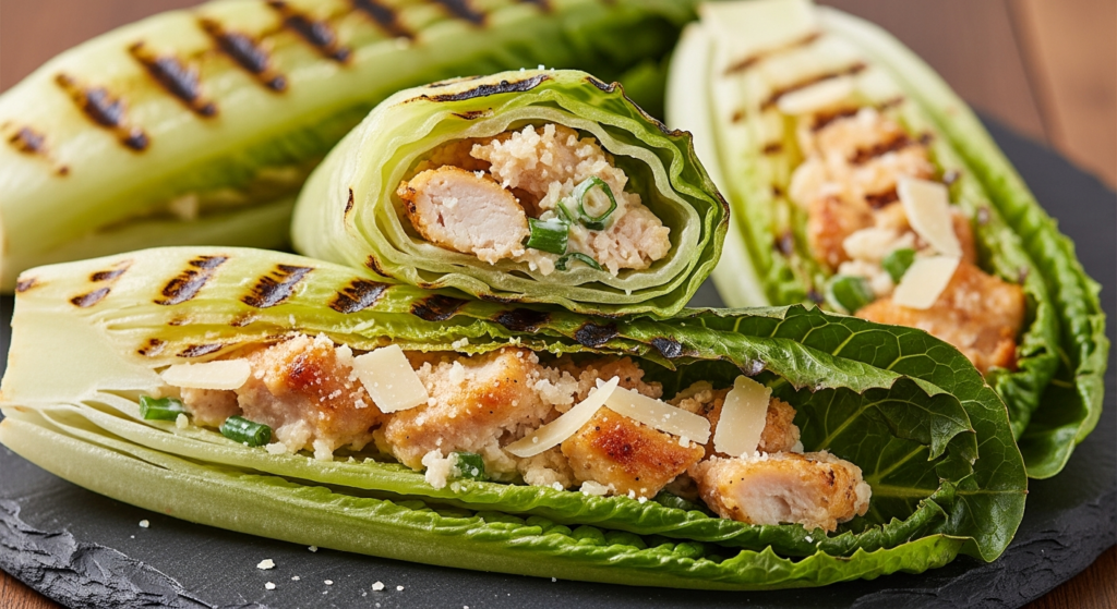 Grilled Lettuce-Wrapped Caesar Egg Rolls