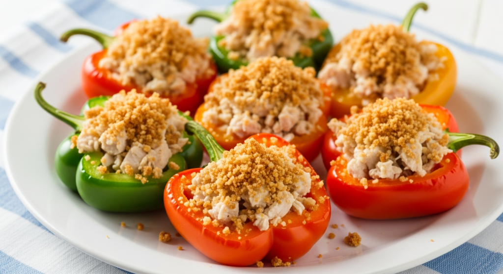 Caesar-Stuffed Sweet Peppers with Crunchy Topping