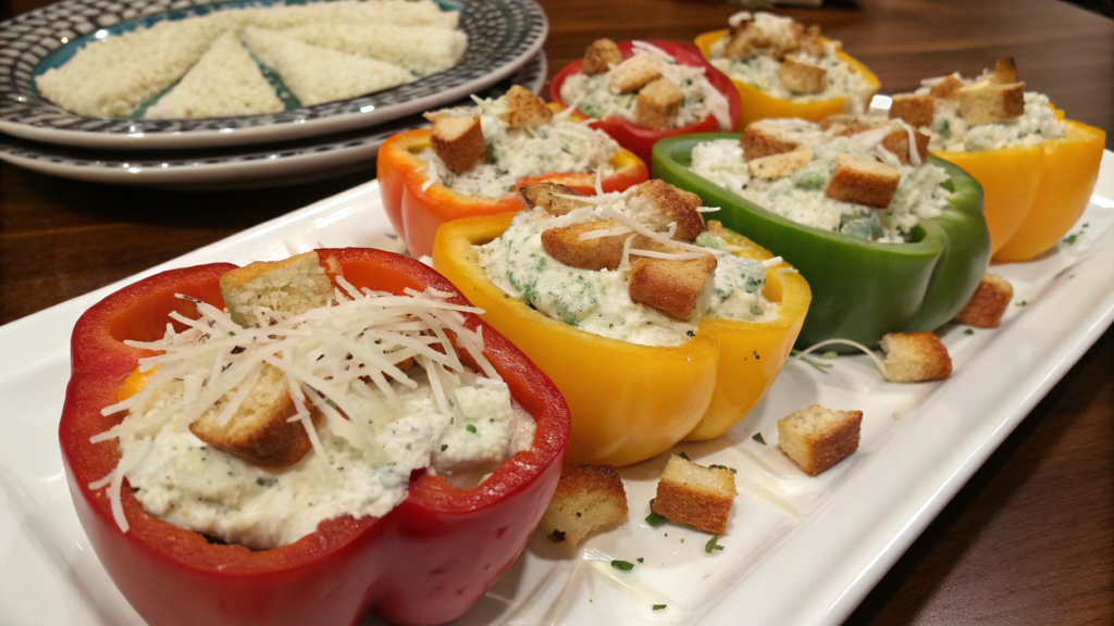 Caesar Dip-Stuffed Bell Peppers for Meal Prep