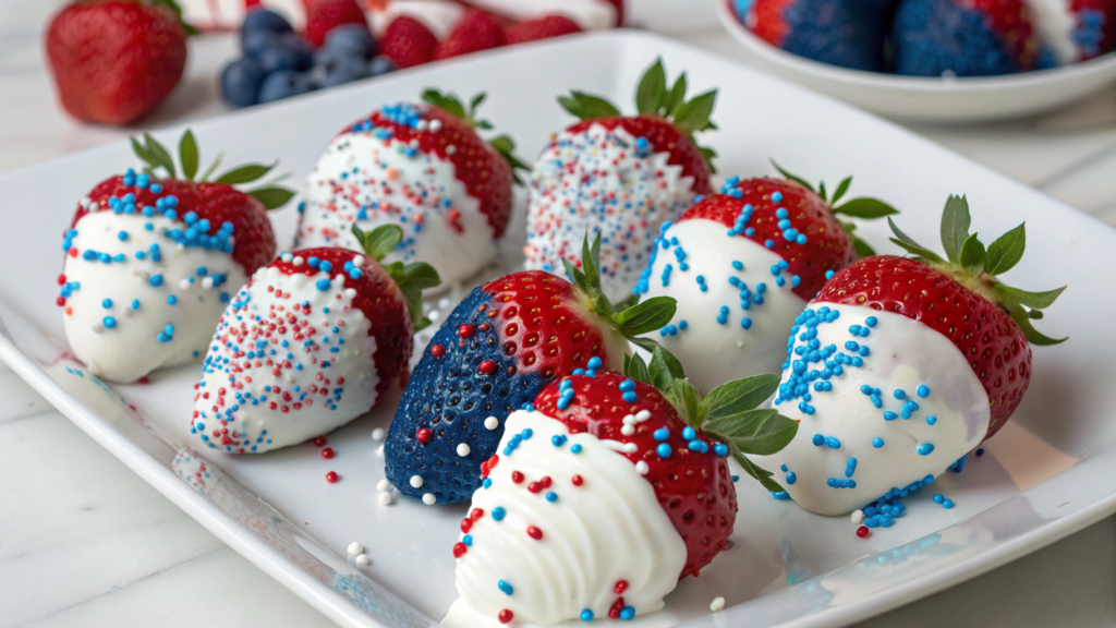 Red, White & Blue Sprinkle Dipped Strawberries