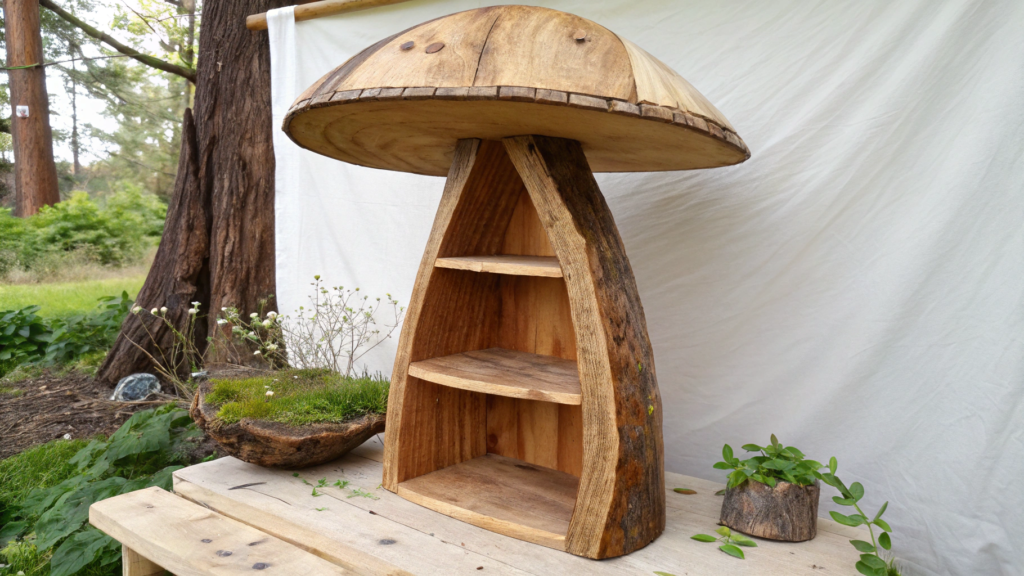 Mushroom Shelf from Repurposed Wood