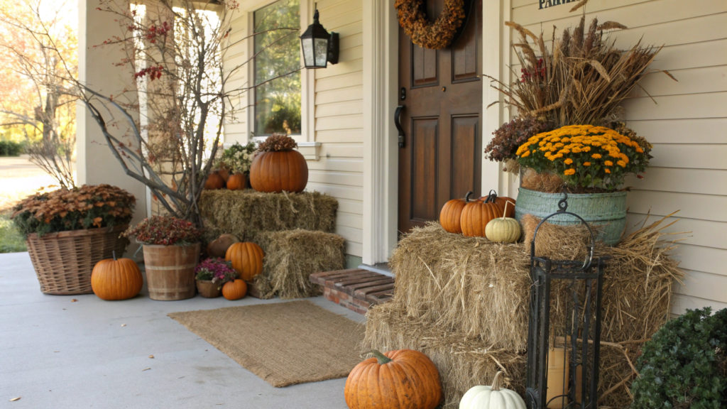 Mixing Natural Elements Like Hay and Gourds