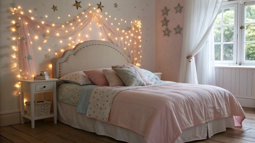 Whimsical Fairy Light Headboard