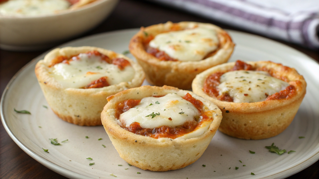 Caesar Pizza Muffin Bites with Mozzarella Burst