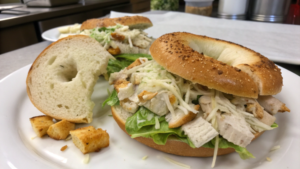 Chicken Caesar Bagel Melts