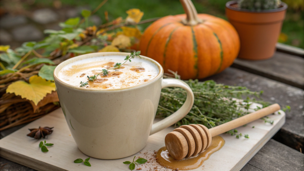 Herb Garden Pumpkin Latte with Fresh Thyme + Honey