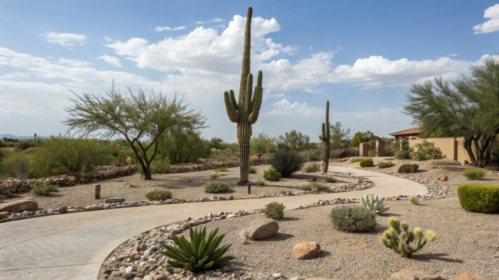 Arizona-Inspired Saguaro Front Yard
