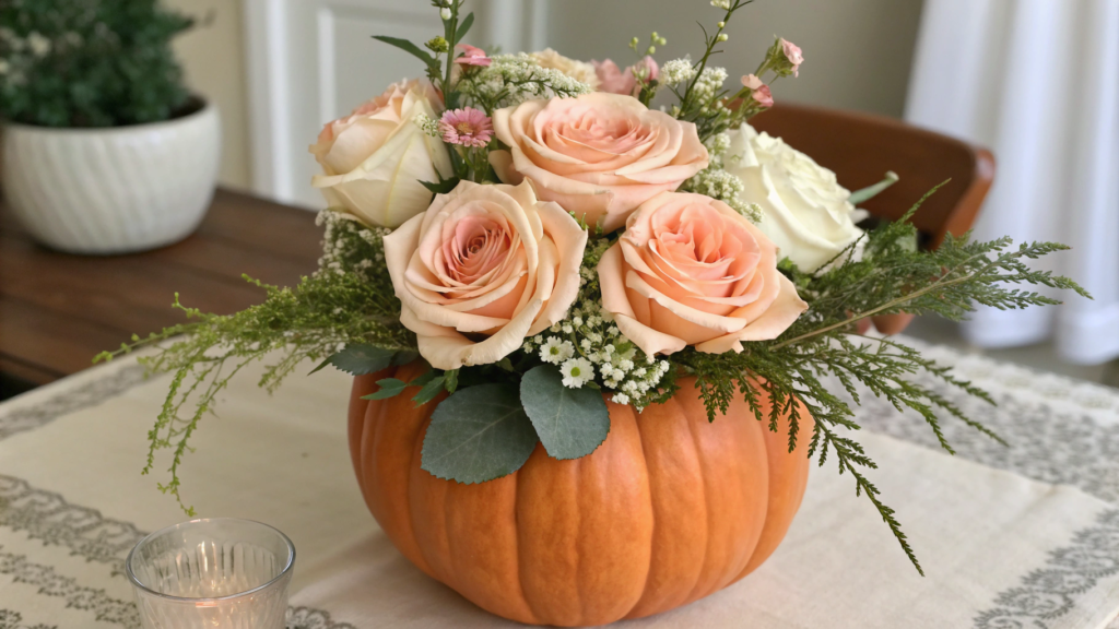 Garden Rose Pumpkin Vase