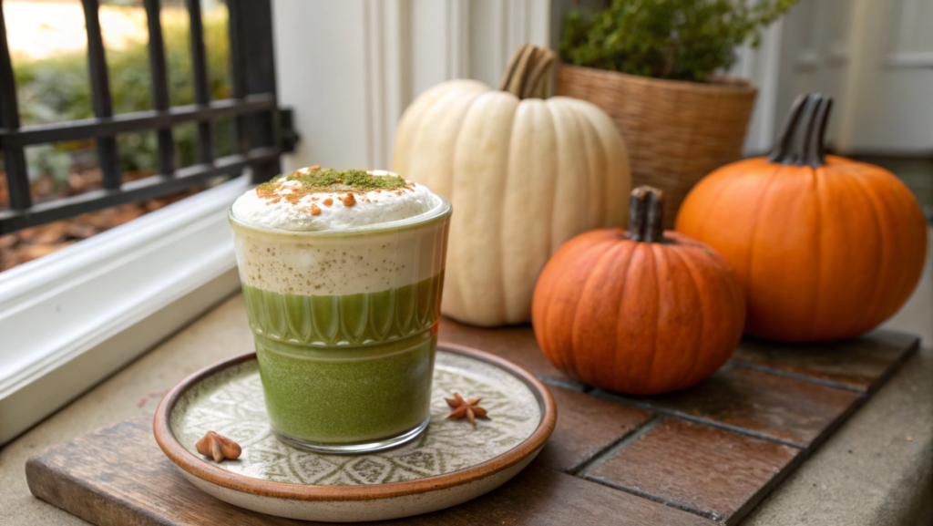 Pumpkin Spice Cold Brew with Matcha Foam