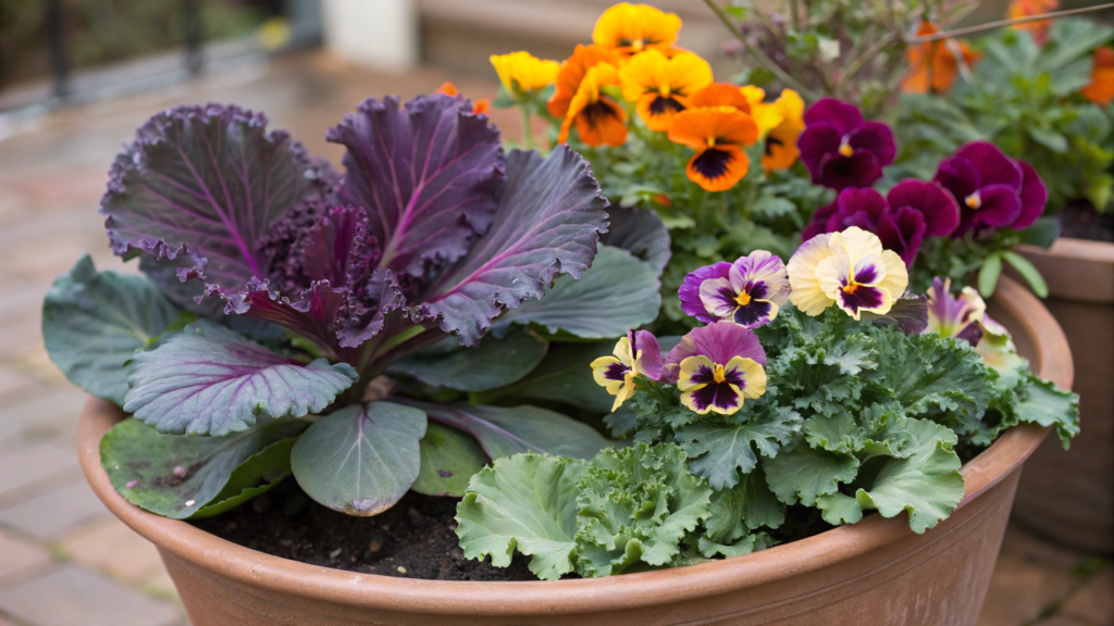 Kale & Pansy Combo for Dramatic Fall Contrast