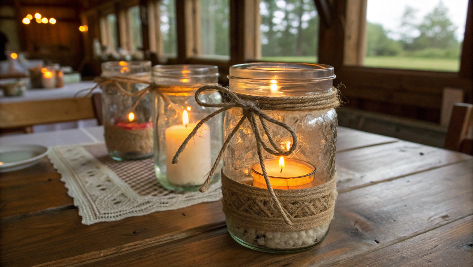Rustic Mason Jar Candle 