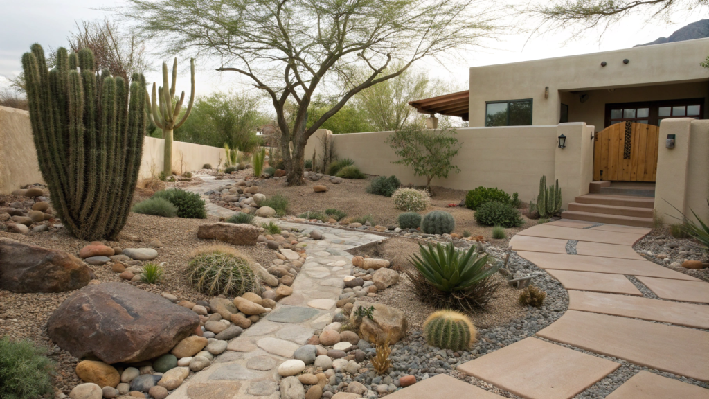 Southwestern Rock Garden with Cactus Accents