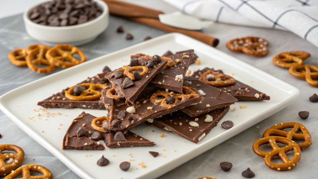 Quick Chocolate Pretzel Bark for Sharing