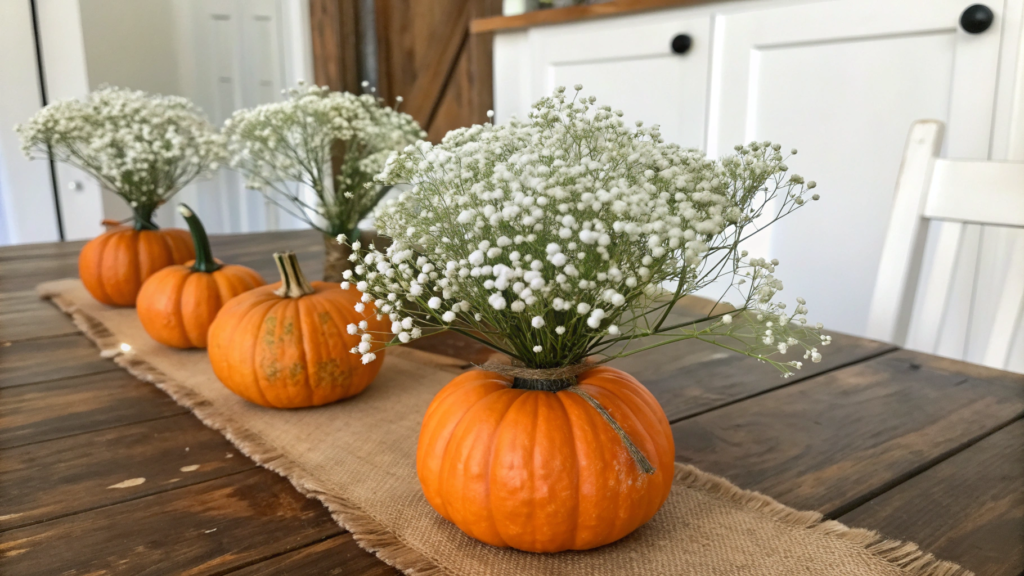 Baby’s Breath Mini Pumpkin Bouquets