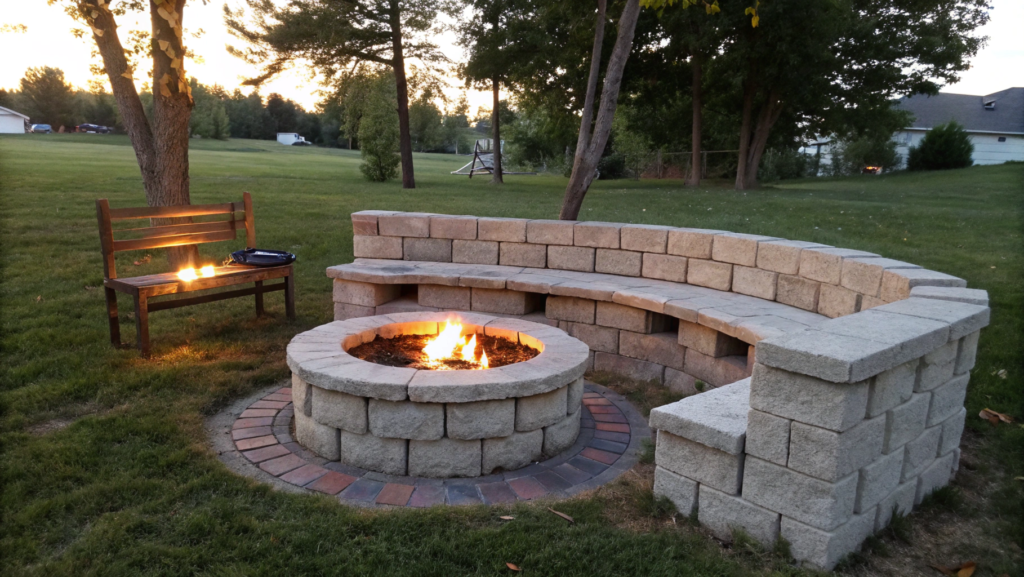 Cinder Block Fire Pit Bench