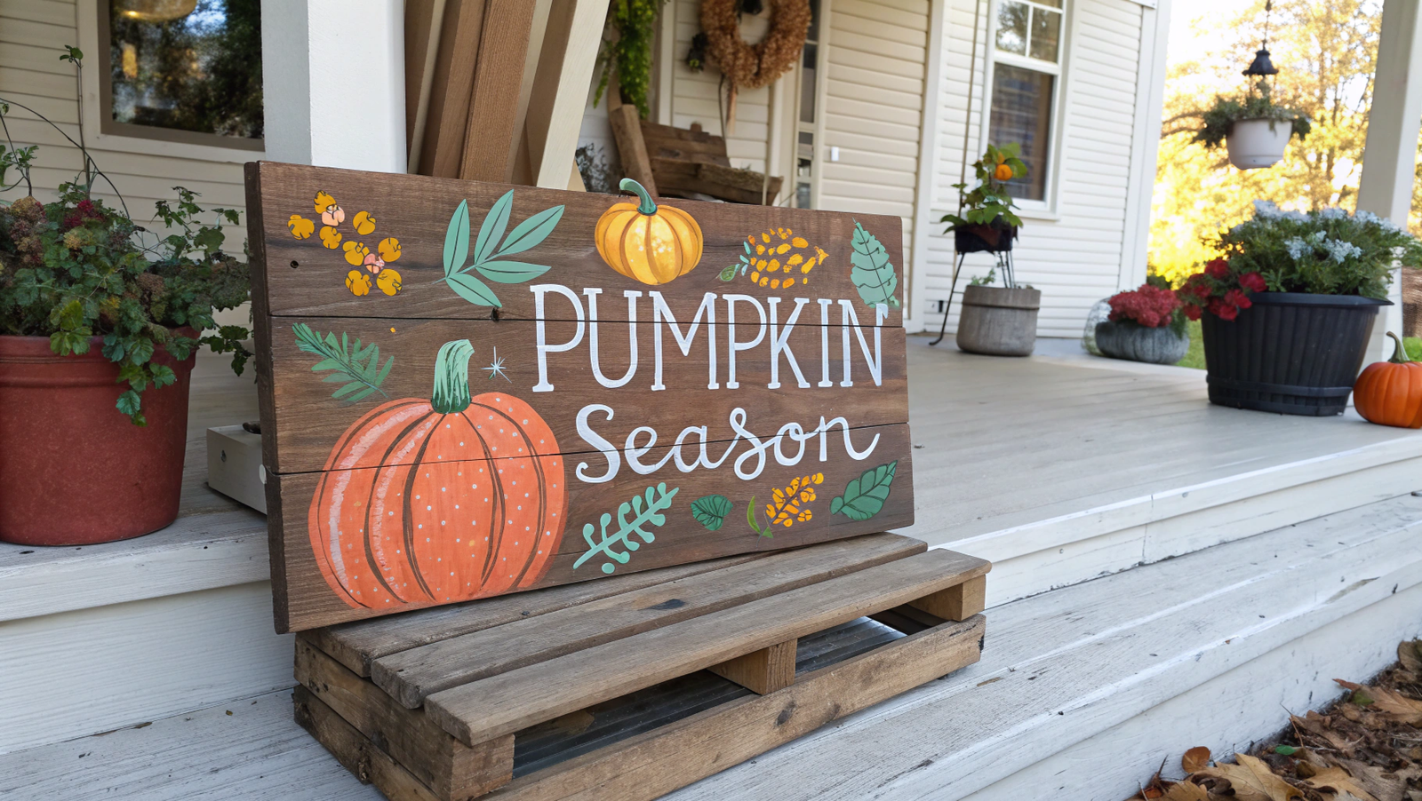 Hand-Painted Pumpkin Porch
