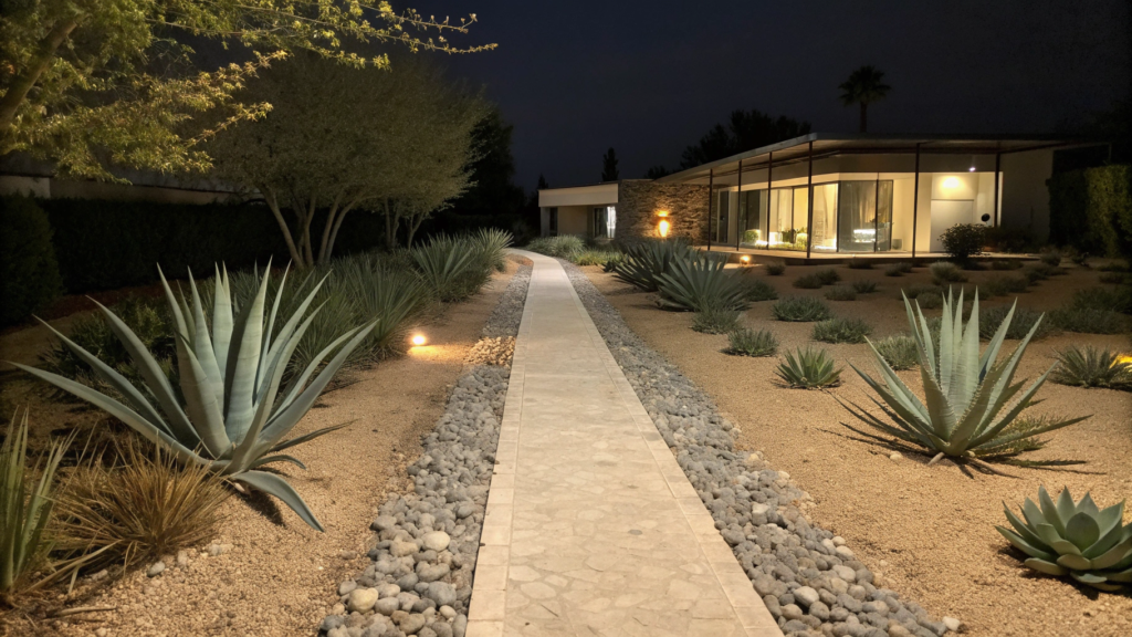 Minimalist Gravel Path with Agave