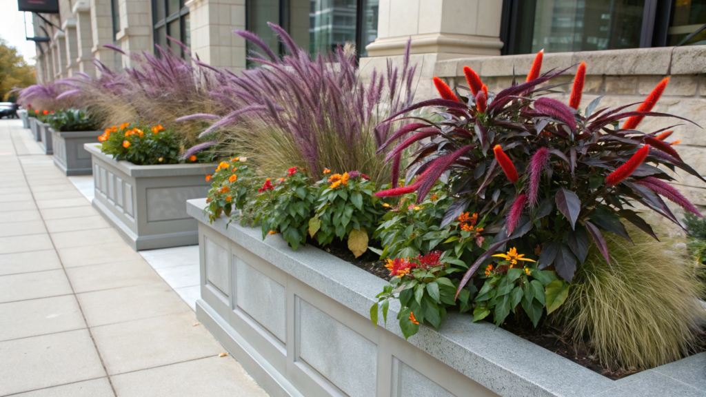Ornamental Peppers with Purple Fountain Grass