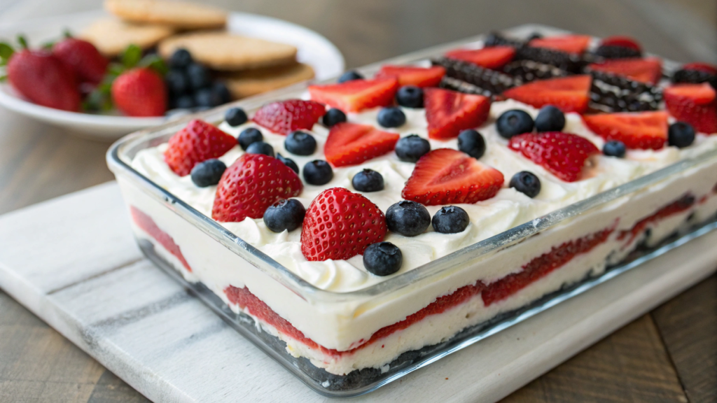 Red, White & Blue Icebox Cake