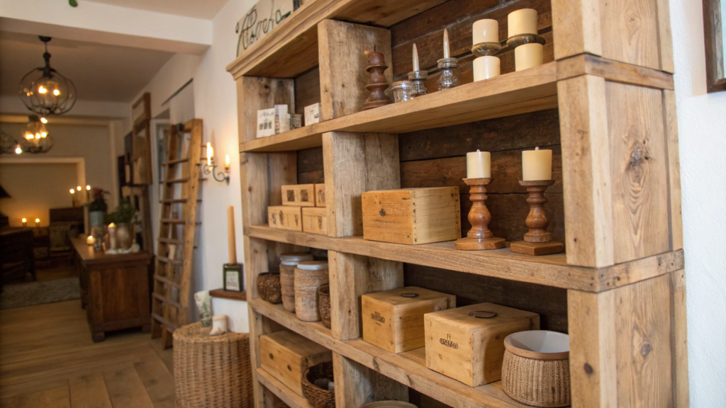 Rustic Wooden Shelf Accents