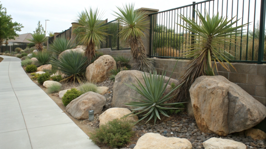 Front Yard with Boulder Clusters and Yucca