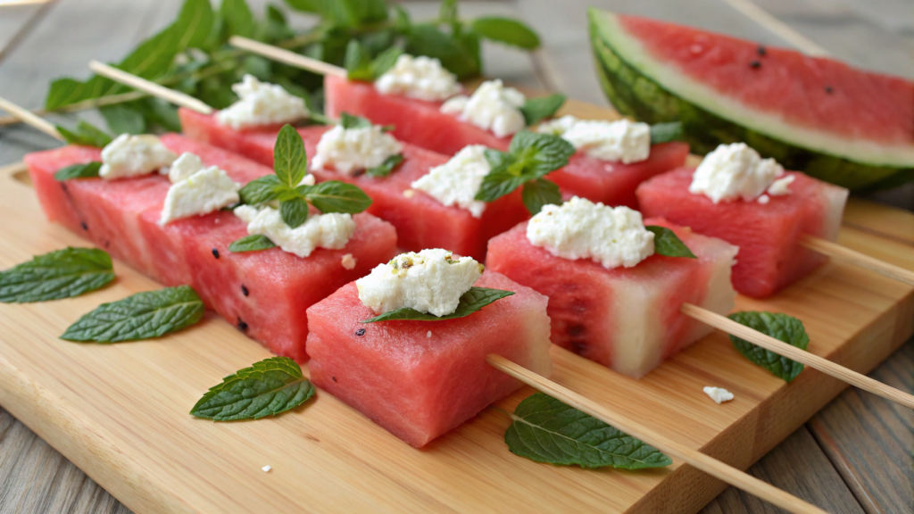 Watermelon + Feta Skewers with Mint