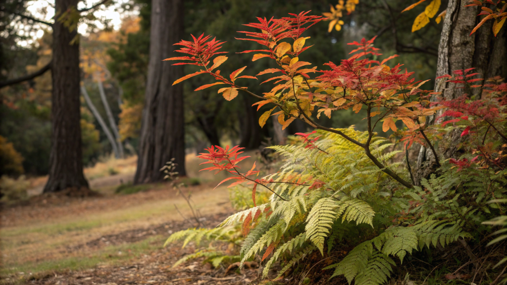 Firebush + Fall Ferns for Woodland Vibe
