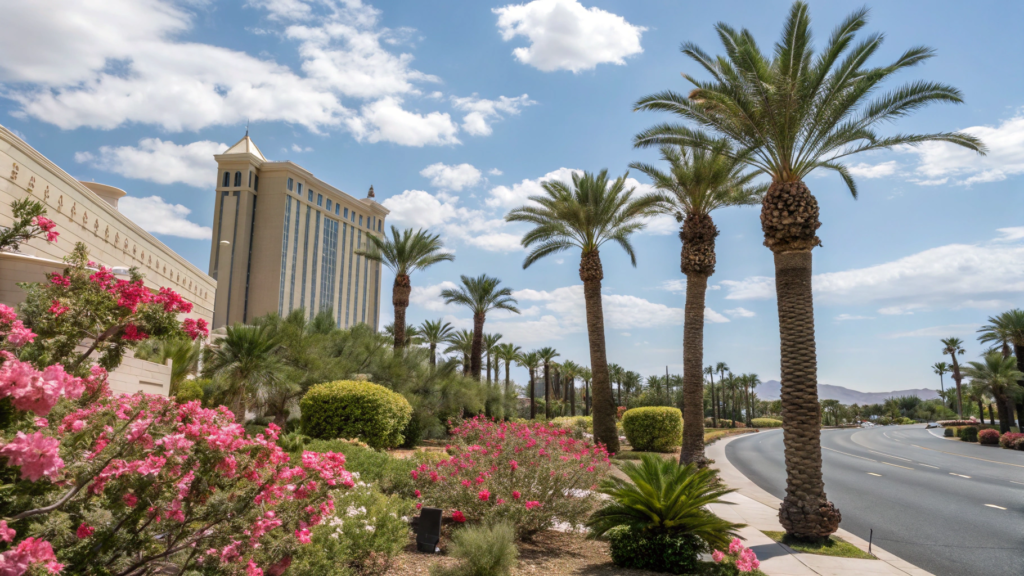 Las Vegas Inspired Palm and Desert Rose Design