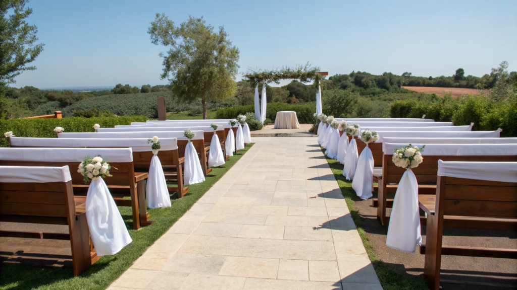 Wedding-Ready Outdoor Bench Setup