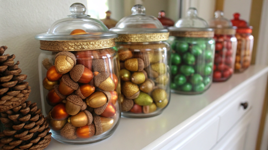 Painted Acorn Jars