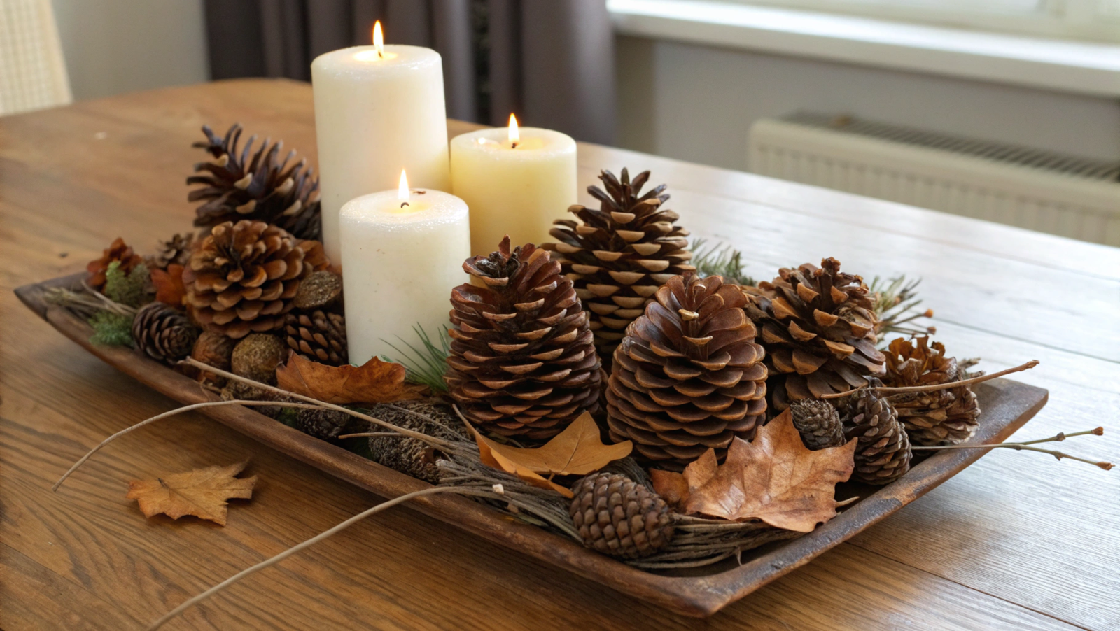 Simple Pinecone Table Centerpiece