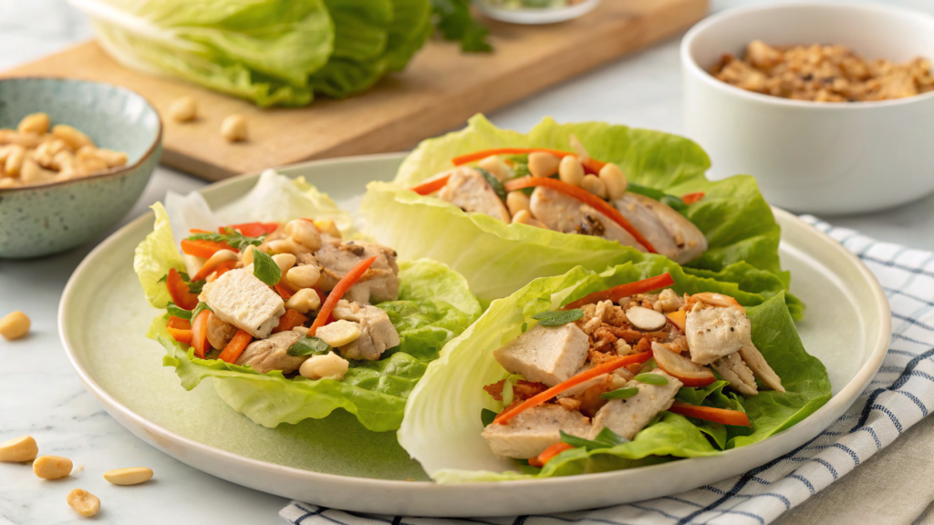Thai Peanut Chicken Lettuce Wraps