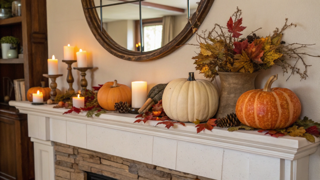 Fireplace Mantel Pumpkin Display