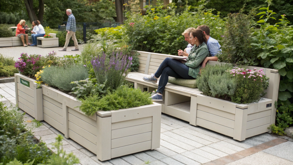 Multi-Use Bench with Planter Boxes