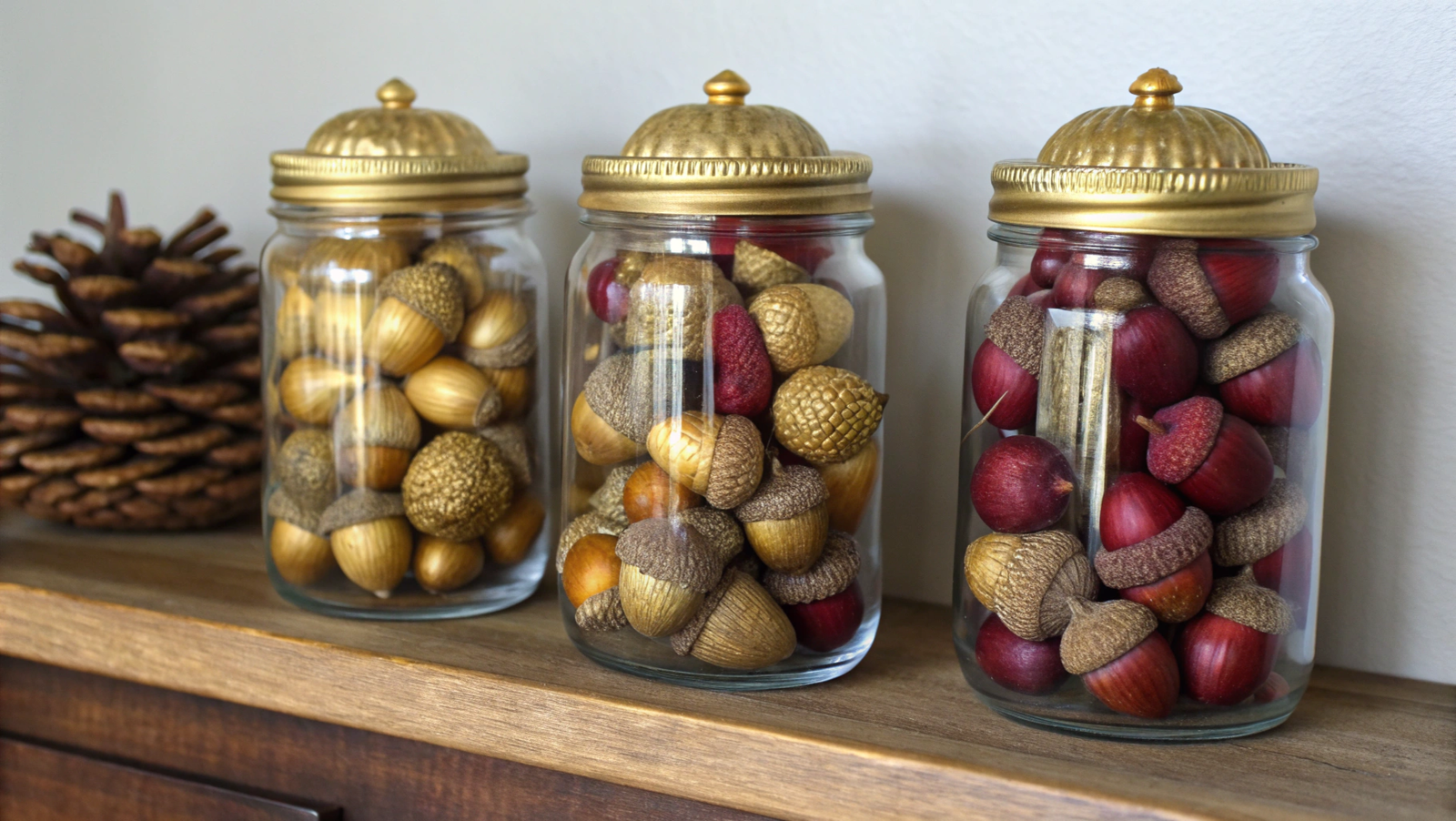Painted Acorn Jars