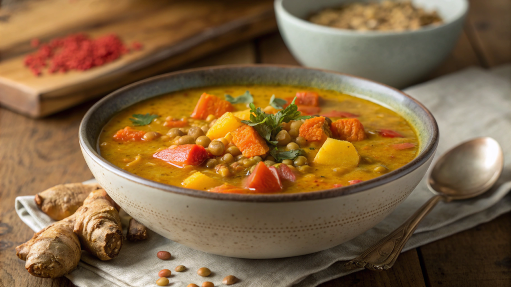 Carrot Ginger Lentil Soup with Turmeric