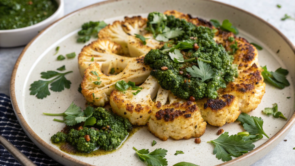 Spicy Cauliflower Steak with Chimichurri