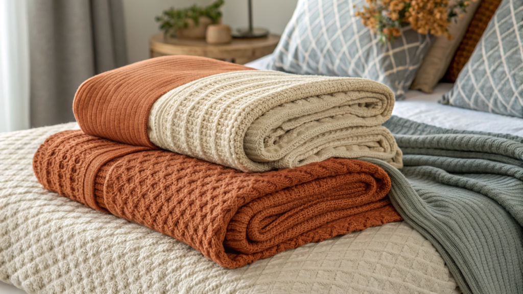 Layered Knits and Throws in Earth Tones