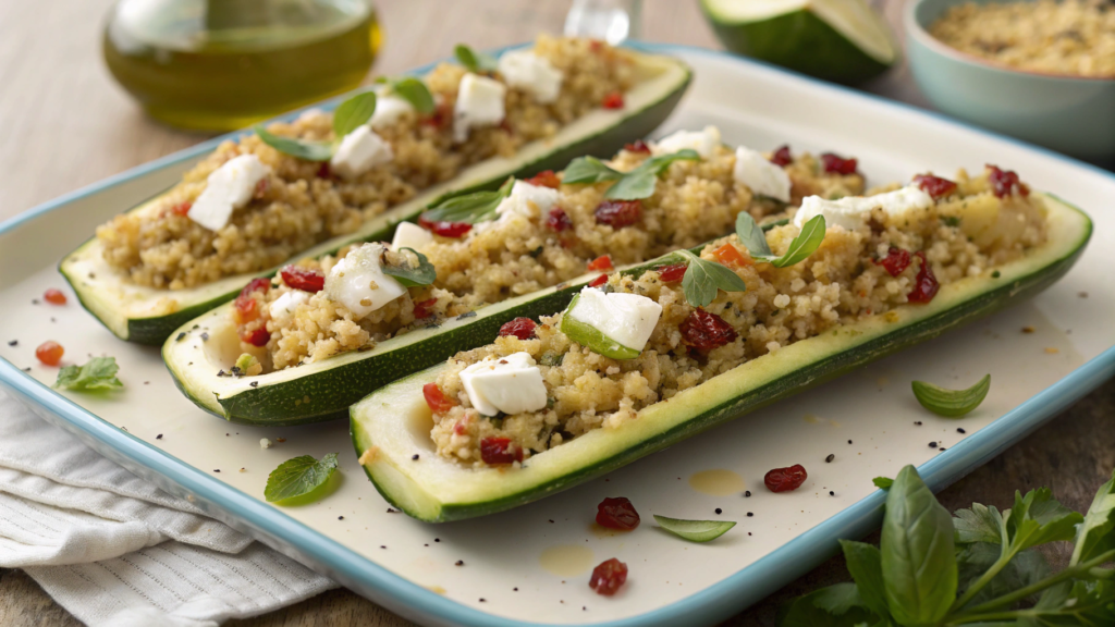 Stuffed Zucchini Boats with Quinoa and Feta