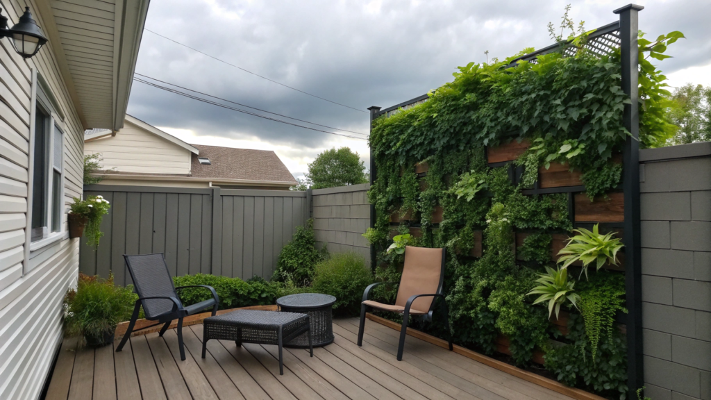 Small-Yard Deck with Vertical Garden Wall