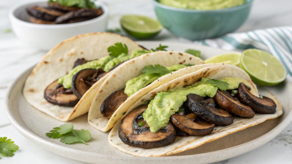 Grilled Portobello Tacos with Avocado Cream