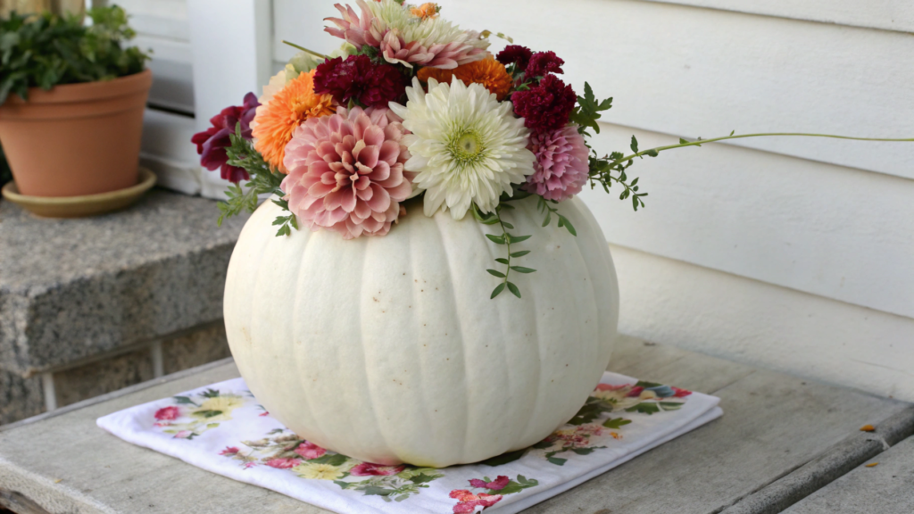 No-Carve Dahlia Pumpkin Vase