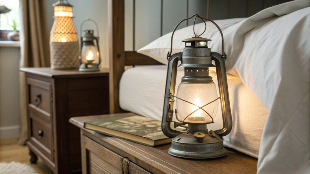 Vintage Lantern Lighting by the Bedside
