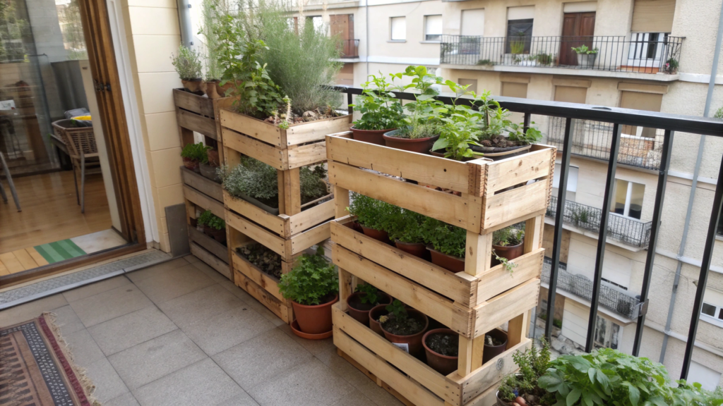 Wooden Crates Reimagined as Planter Shelves