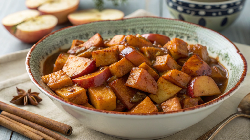 Autumn Apple Cider Harvest Bowl with Sweet Potatoes