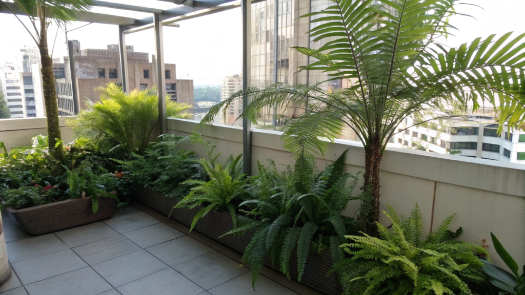Shaded Corner with Ferns and Palms